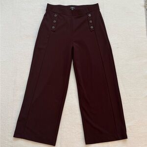 LOFT Petites Mariner Wide Leg Pull On Dress Pants Deep Burgundy Slacks Size LP
